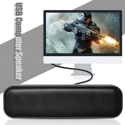 Black rectangular usb soundbar speaker portable with textured grille for laptop desktop subwoofer and bocina coluna acoustics