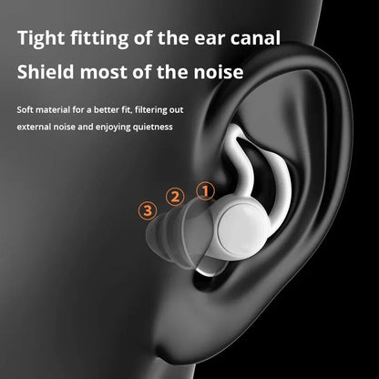 White silicone earplug with curved design for snug fit in soundproof earplugs three layer sleep noise reduction use