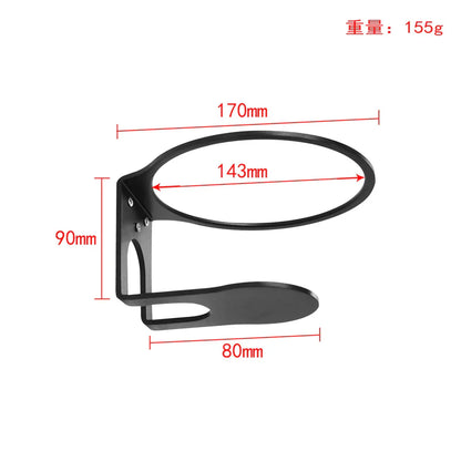 Black metal wall-mounted cup holder with oval rim and flat base for space-saving universal speaker holder aluminum alloy stand