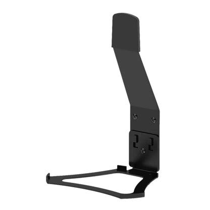 Black metal speaker stand holder with angular design and adjustable aluminum bracket for secure wall mounting