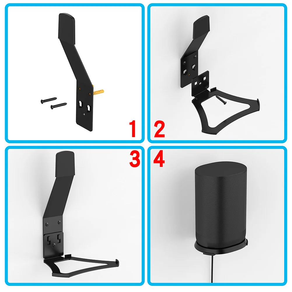 Black metal aluminum alloy speaker stand holder wall stand holder mounted with hardware holding cylindrical sonos move speaker