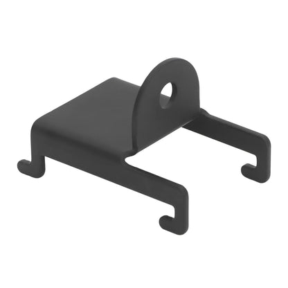 Black metal carabiner-style clip with rectangular base for metal wall fixed speaker wall mount for wireless surround speakers