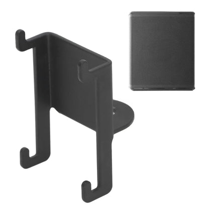 Black plastic phone mount and matching black metal wall fixed speaker mount for wireless surround speakers soundbar 300