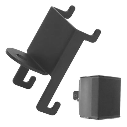 Black plastic speaker wall mount bracket with three hook arms for metal wall fixed wireless surround speakers use