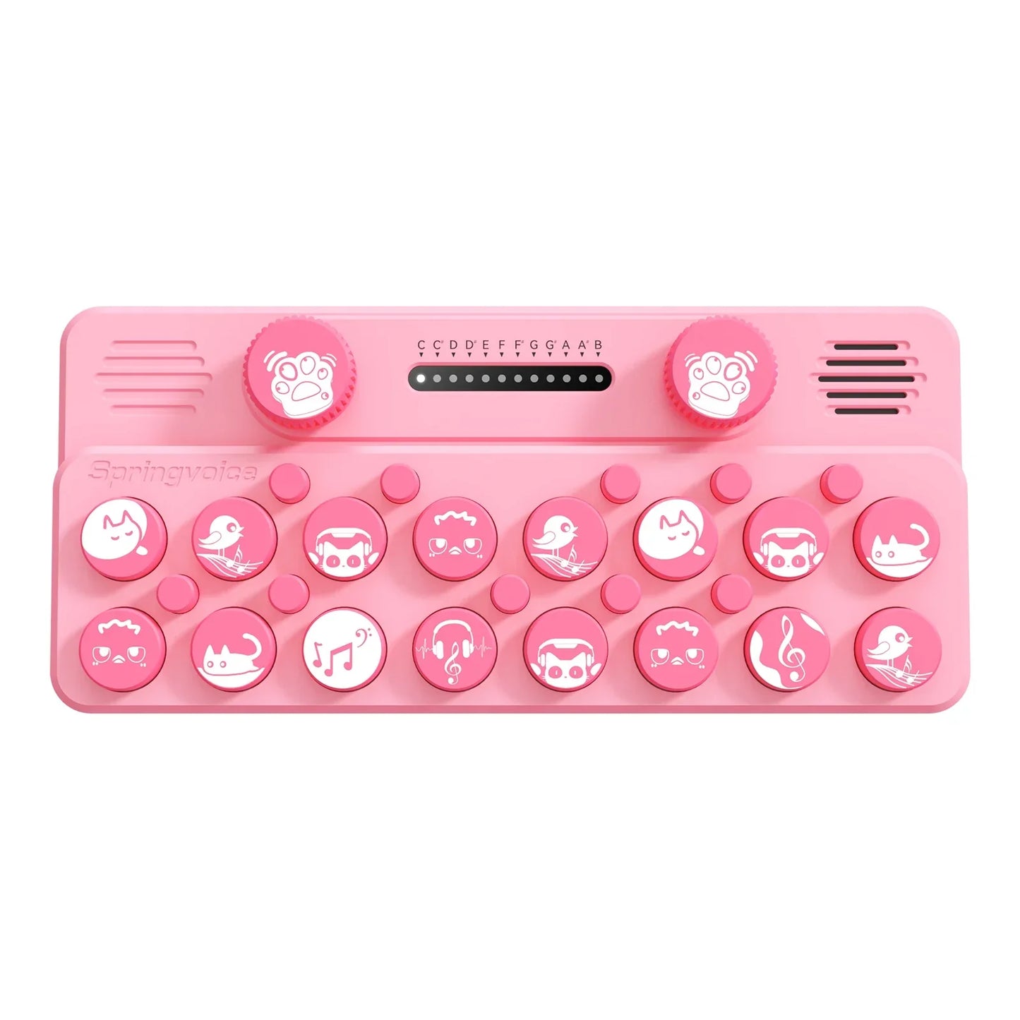 Pink silicone springvideo pocket music portable electronic piano with customizable music card and animal keycaps