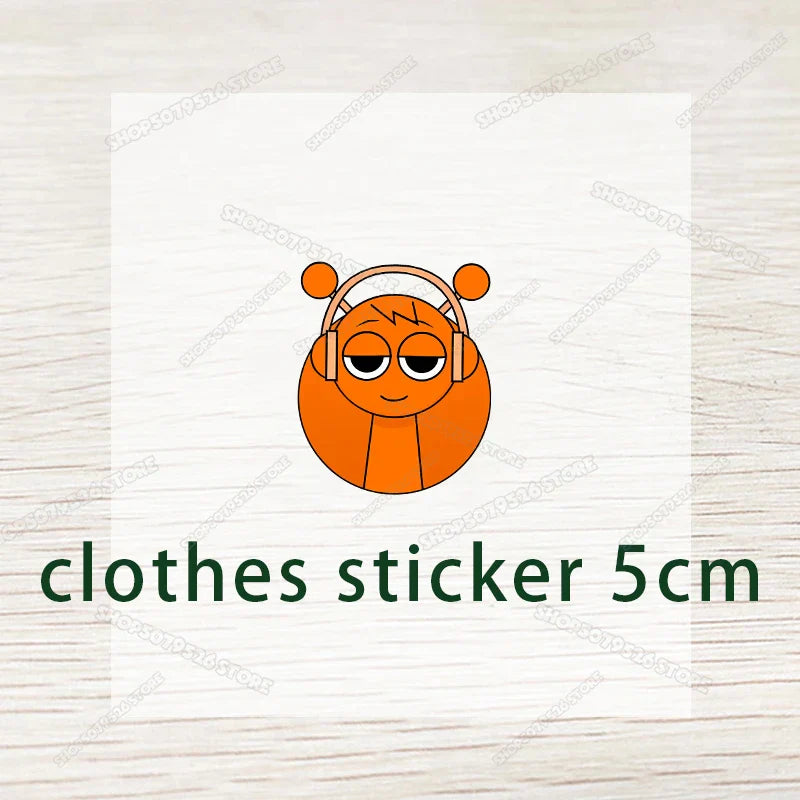 Orange cartoon beetle wearing beige headphones on sprunki children beanies gloves set with boy girl cartoon print