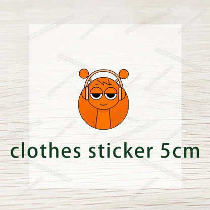 Orange cartoon beetle wearing beige headphones on sprunki children beanies gloves set with boy girl cartoon print