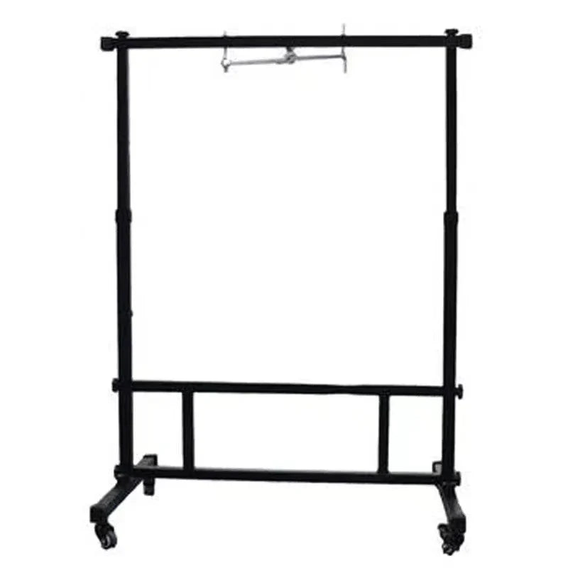 Black metal square steel stand with wheels and hanging bar for gong adjustable height percussion musical instrument accessories