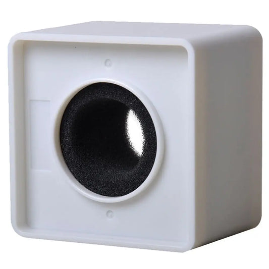 White square-shaped foam filter housing with a black sponge insert for square flag stand microphone logo flag