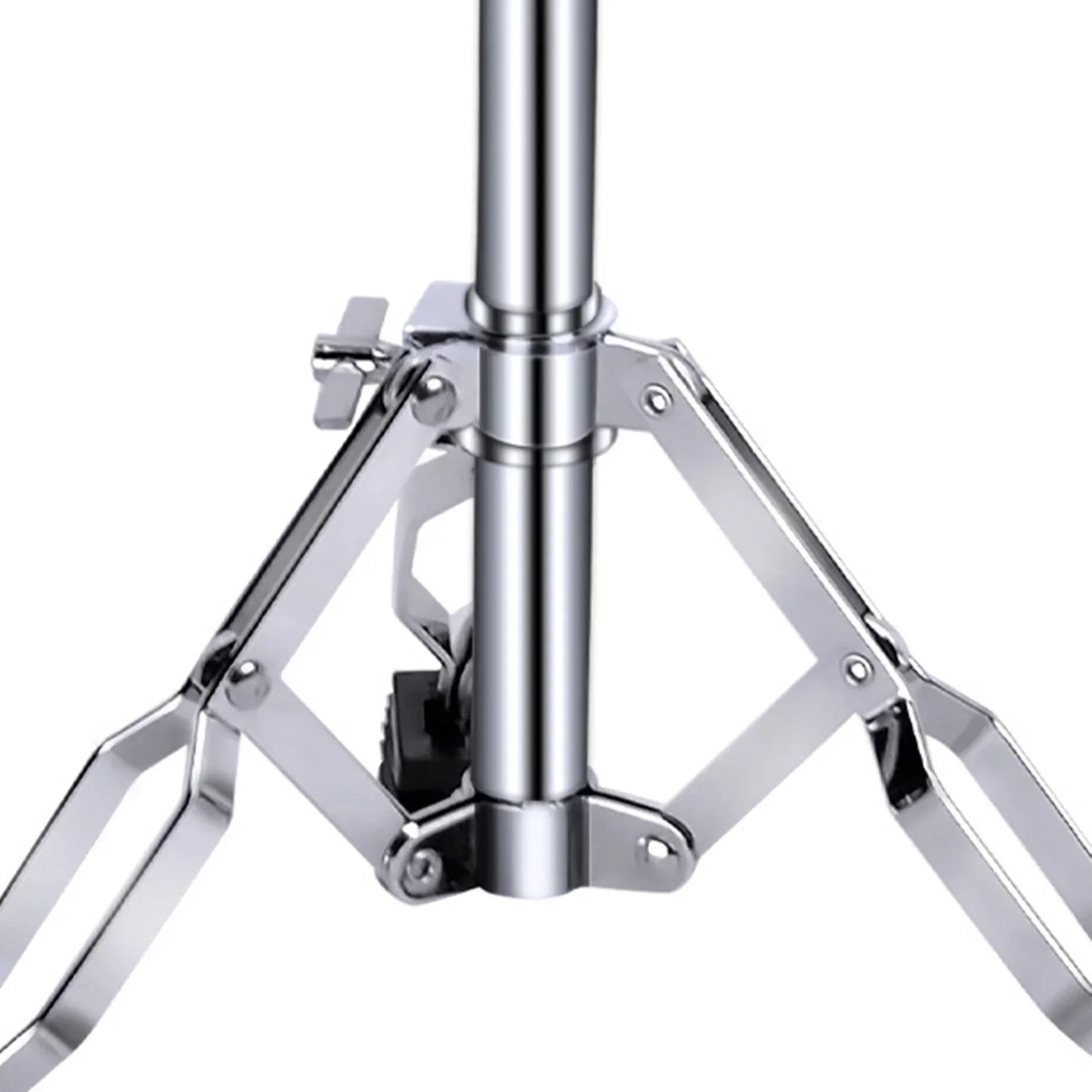 Shiny chrome finished ethereal dumb snare drums stand with thickened stable tripod and adjustable height mechanism