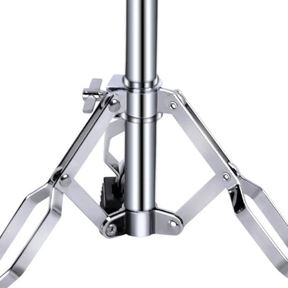 Shiny chrome finished ethereal dumb snare drums stand with thickened stable tripod and adjustable height mechanism