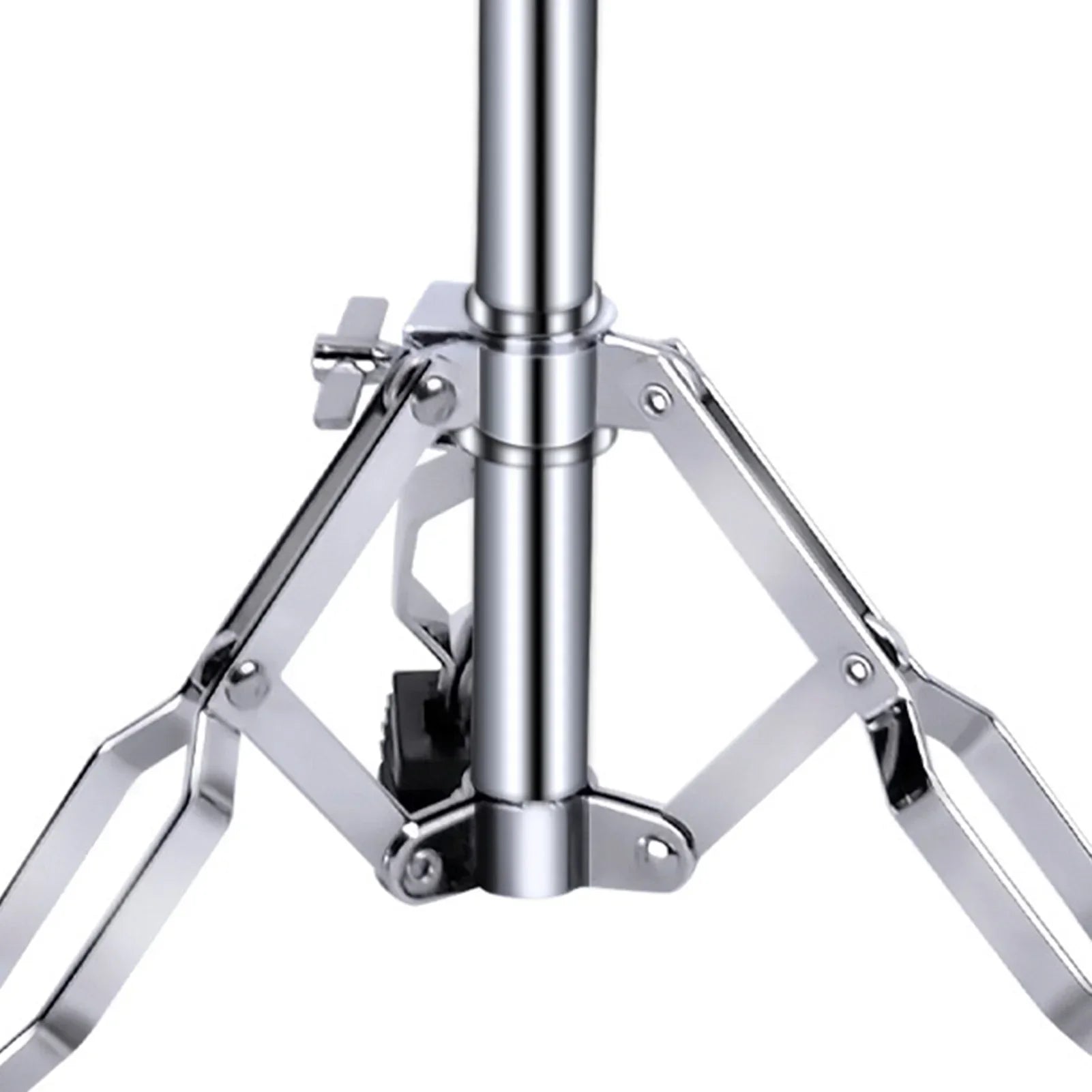 Shiny chrome-finished thickened stable tripod stand with adjustable height for ethereal dumb snare drums use