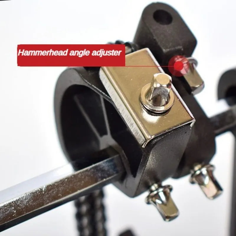 Black hammerhead angle adjuster with metallic plate and red dot for stand drum single step hammer aluminium percussion use
