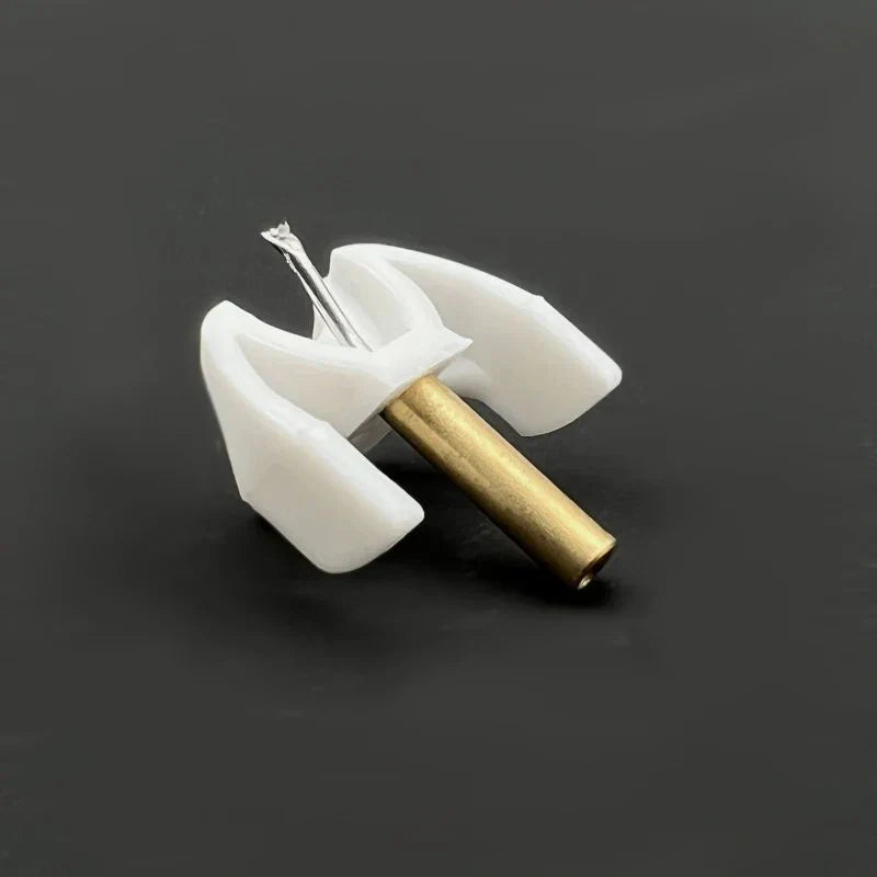 White plastic Stanton phono head replacement needle with brass stem and silver needle essential DJ turntable part