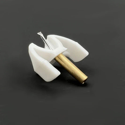 White plastic Stanton phono head replacement needle with brass stem and silver needle essential DJ turntable part