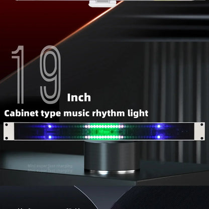 19-inch stereo 1u double row audio cabinet with blue and green led rhythm level indicator and led spectrum meter