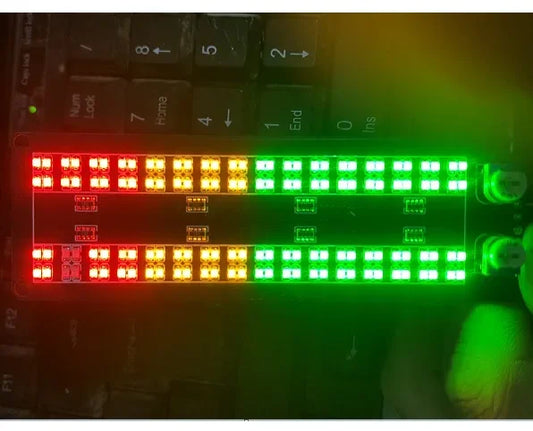 Rectangular music spectrum led strip with red amber and green lights as an audio level indicator 12v 24v for car use