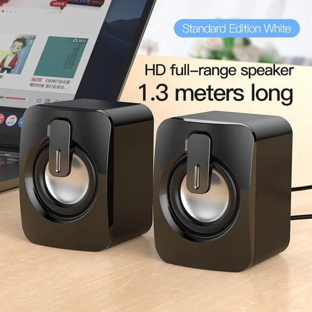 Standard edition white hd full-range speakers with black cube bodies and silver drivers for notebook wired mini use