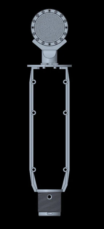 Silver-colored industrial studio microphone shell with grid pattern head and mounting brackets for diy microphone parts type beat music