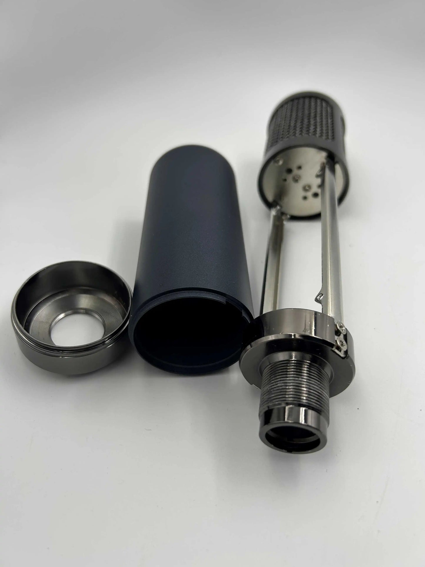 Sleek dark gray studio microphone shell with metallic silver threaded base for diy microphone parts and type beat music