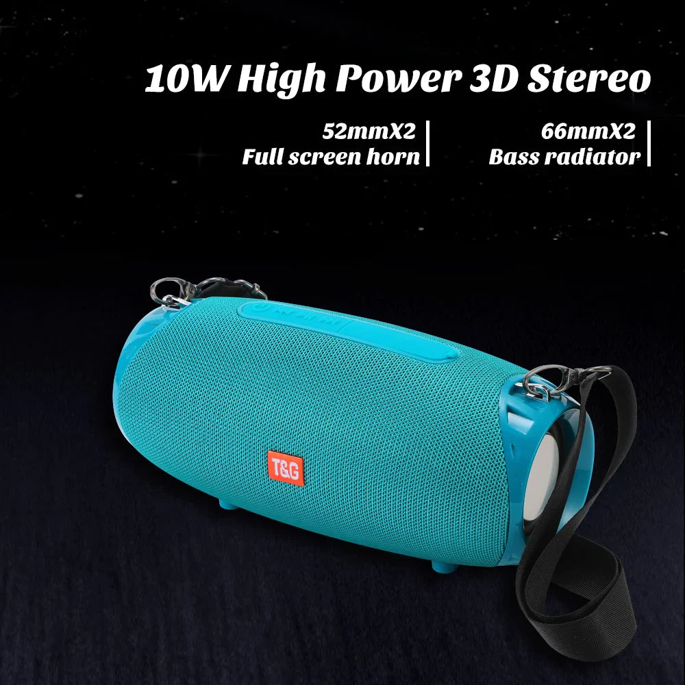 Teal mesh-textured t&g som bluetooth speaker with black strap portable sound box wireless woofer bass for powerful music