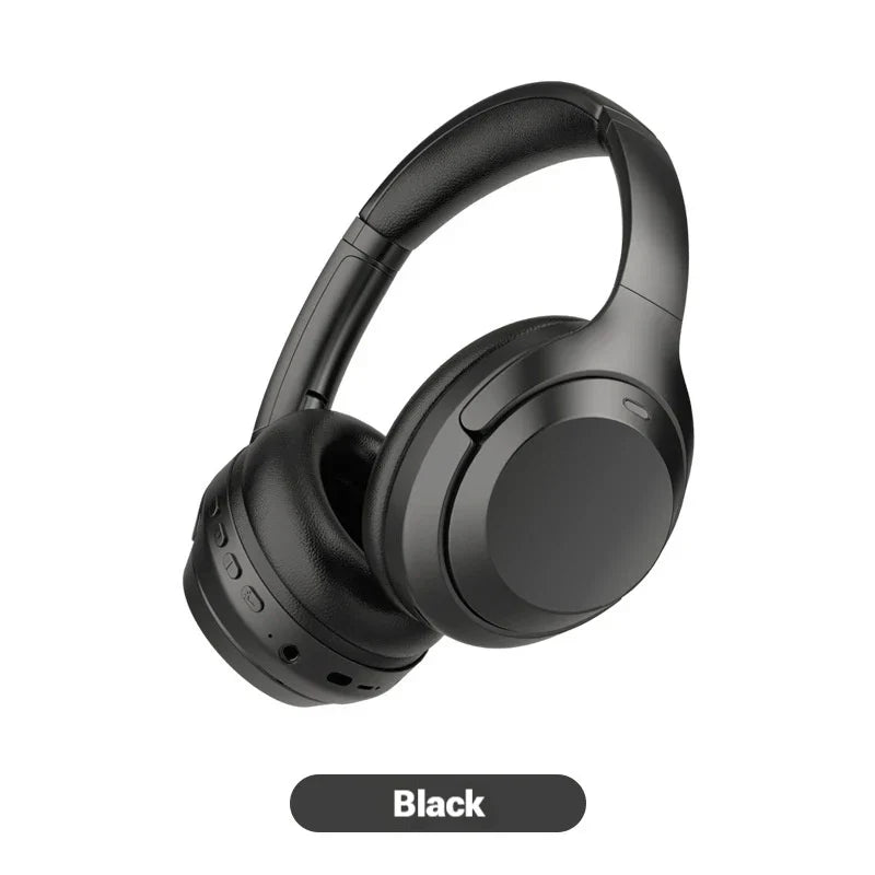 Black over-ear subwoofer gaming wireless headphones with matte finish padded earcups ear hifi stereo noise reduction sports earphones