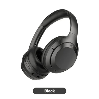 Black over-ear subwoofer gaming wireless headphones with matte finish padded earcups ear hifi stereo noise reduction sports earphones