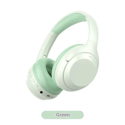 Mint green over-ear subwoofer gaming wireless headphones with soft padded ear cups and ear hifi stereo noise reduction sports earphones