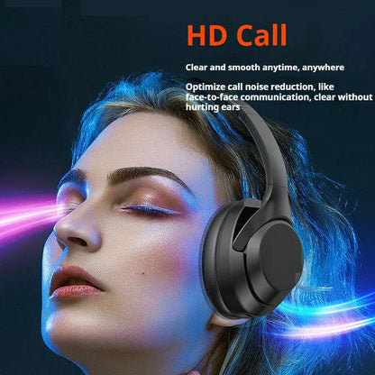 Black over-ear subwoofer gaming wireless headphones with padded earcups featuring ear hifi stereo and noise reduction sports earphones
