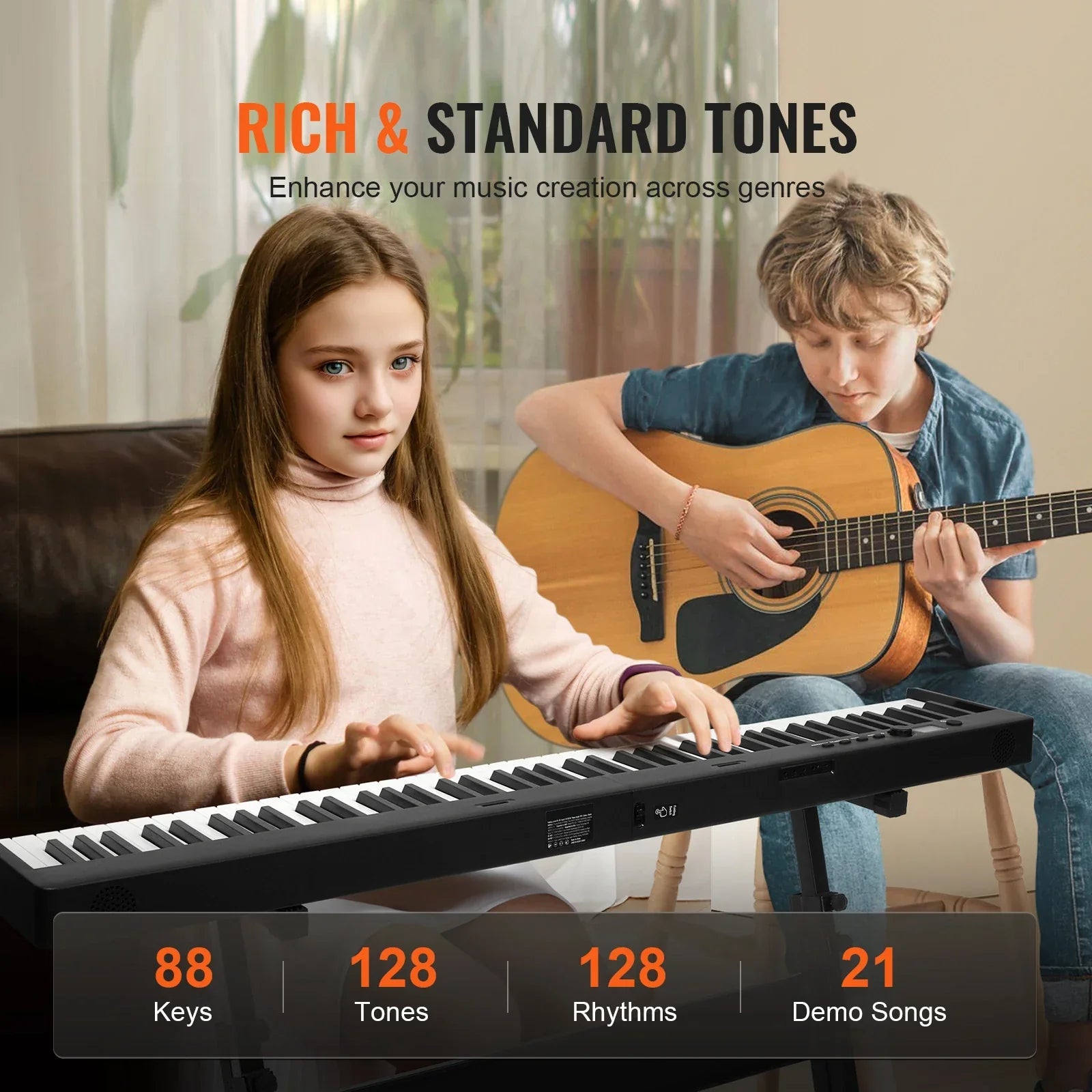 SucceBuy black 88 key foldable piano keyboard piano bluetooth with standard tones for beginners and portable use