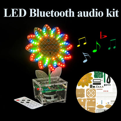 Colorful led sunflower bluetooth sound kit with transparent acrylic base and circuit board for mode music spectrum animation