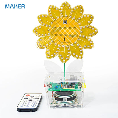 Yellow sunflower bluetooth sound led kit animation mode music spectrum light fixture with acrylic base and speaker