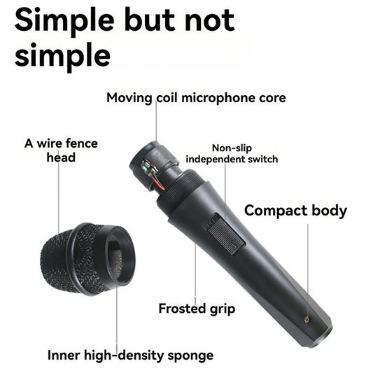 Black Sunri handheld dynamic microphone with frosted grip and wire fence head for karaoke vocal music performance singing
