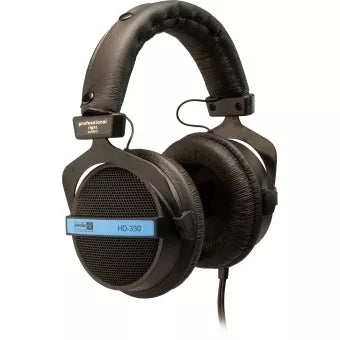 Black Superlux HD-330 audiophile hifi stereo over-ear headphones with semi-open dynamic clear sound and soft earmuff design
