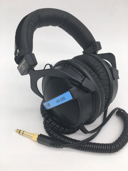 Black superlux hd-330 audiophile hifi stereo headphones with semi-open dynamic clear sound soft earmuff and coiled cable