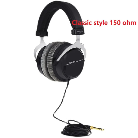 Black and silver Superlux HD660PRO professional studio closed-back headphones with padded earcups for recording monitoring broadcast