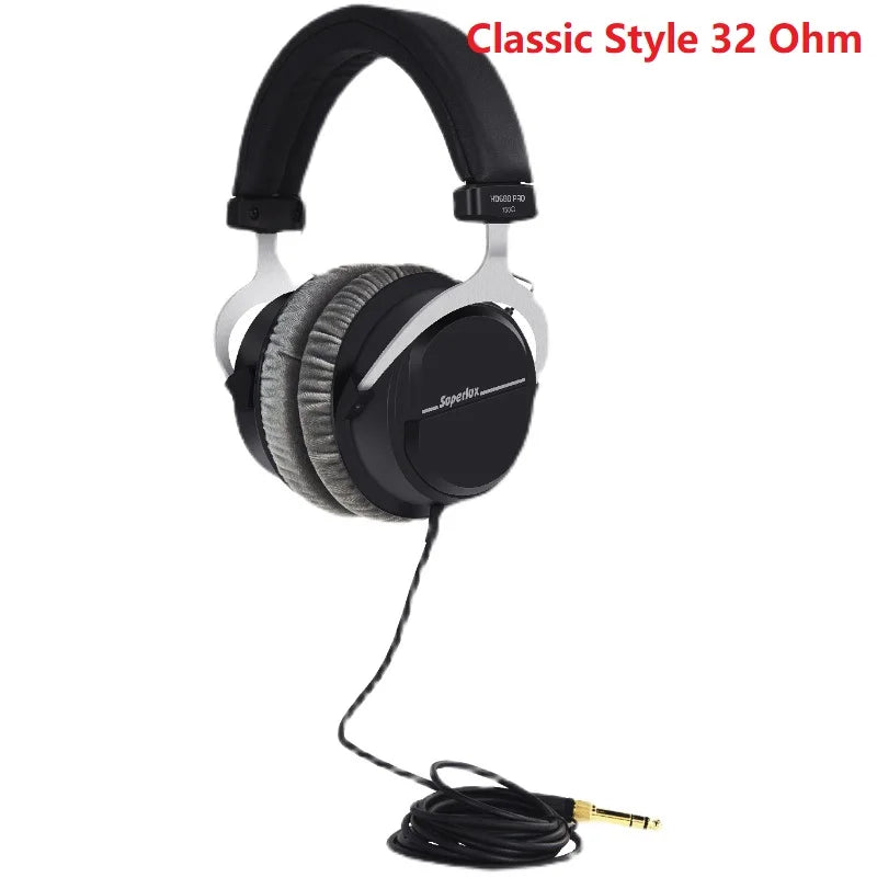 Black and silver superlux hd660pro professional studio closed-back headphones with gray fabric earcups for recording monitoring broadcast