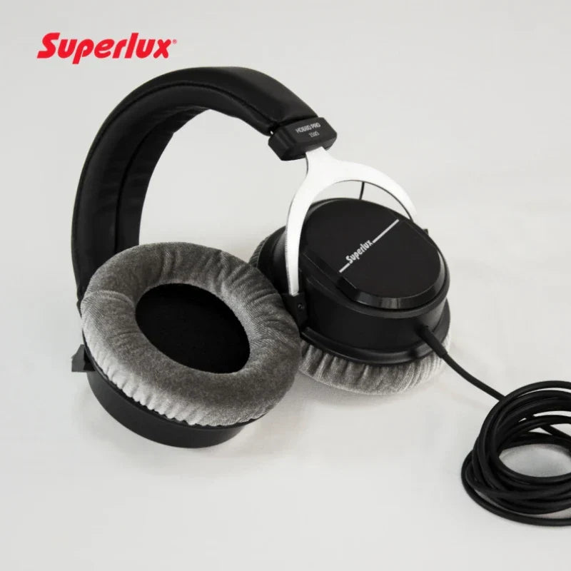 Black superlux hs80 pro 1960 over-ear hd660pro professional studio closed-back headphones with gray plush cushions for recording monitoring broadcast