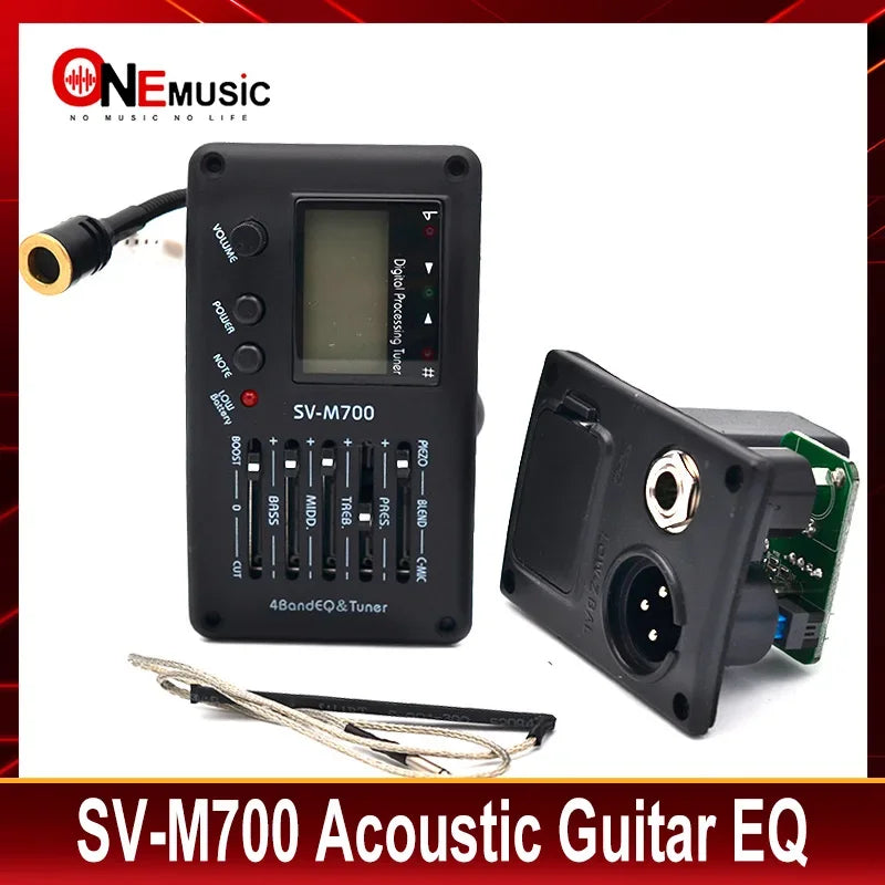 Black sv-m700 4 band acoustic guitar eq equalizer with digital tuner and multiple control knobs for micro phone guitar use