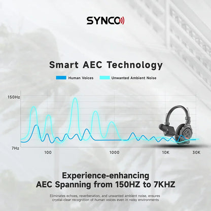 Synco xtalk xpro6 teamwork communication headset in black and gray with adjustable headband and wireless remote intercom system