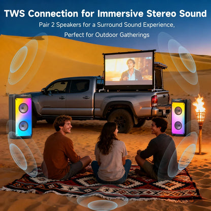 Pair of vibrant rectangular t10-tkaraoke machine with2wireless microphones portable bluetooth speakers with colorful led lighting