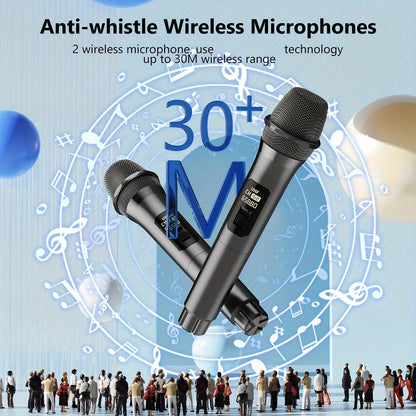 Black wireless microphones with mesh grilles and anti-whistle technology for t19-t karaoke machine black karaoke speakers
