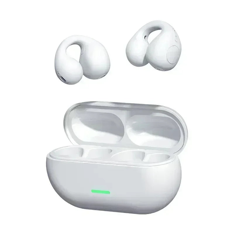 White t75 fone bluetooth headset wireless bone conduction earbuds with ergonomic design and music noise canceling case