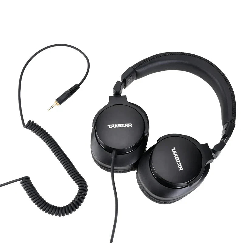 Black takstar pro 70 gen 2 monitor headphones professional with coiled cable for live stream recording use