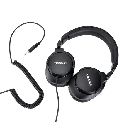 Black takstar pro 70 gen 2 monitor headphones professional with coiled cable for live stream recording use