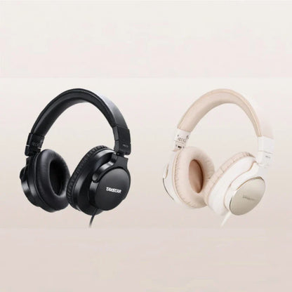 Black and white takstar pro monitor headphones professional with padded earcups for live stream recording monitoring
