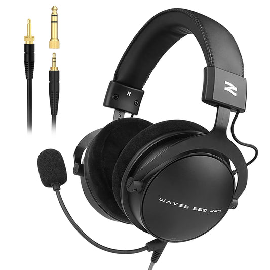 Black talomen w550x corded over-ear professional dj headphones with detachable cable gift and gold-plated 35mm audio cables