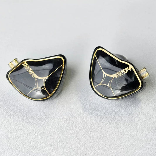 Black and gold inlaid tangzu wan er studio edition in ear monitors with 10mm pet diaphragm 2pin hifi wired design