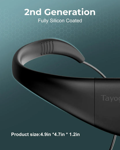 Black silicone coated waterproof tayogo mp3 neckband with sleek curved design for swimming ipx8 8gb use