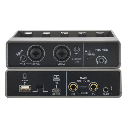 Black and silver teyun echo effects audio interface with multiple ports including 48v phantom power for electric guitar external use